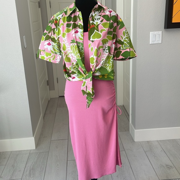 J. Crew Ruched Midi Dress in Vintage Rib in Flamingo Size S - Picture 10 of 12